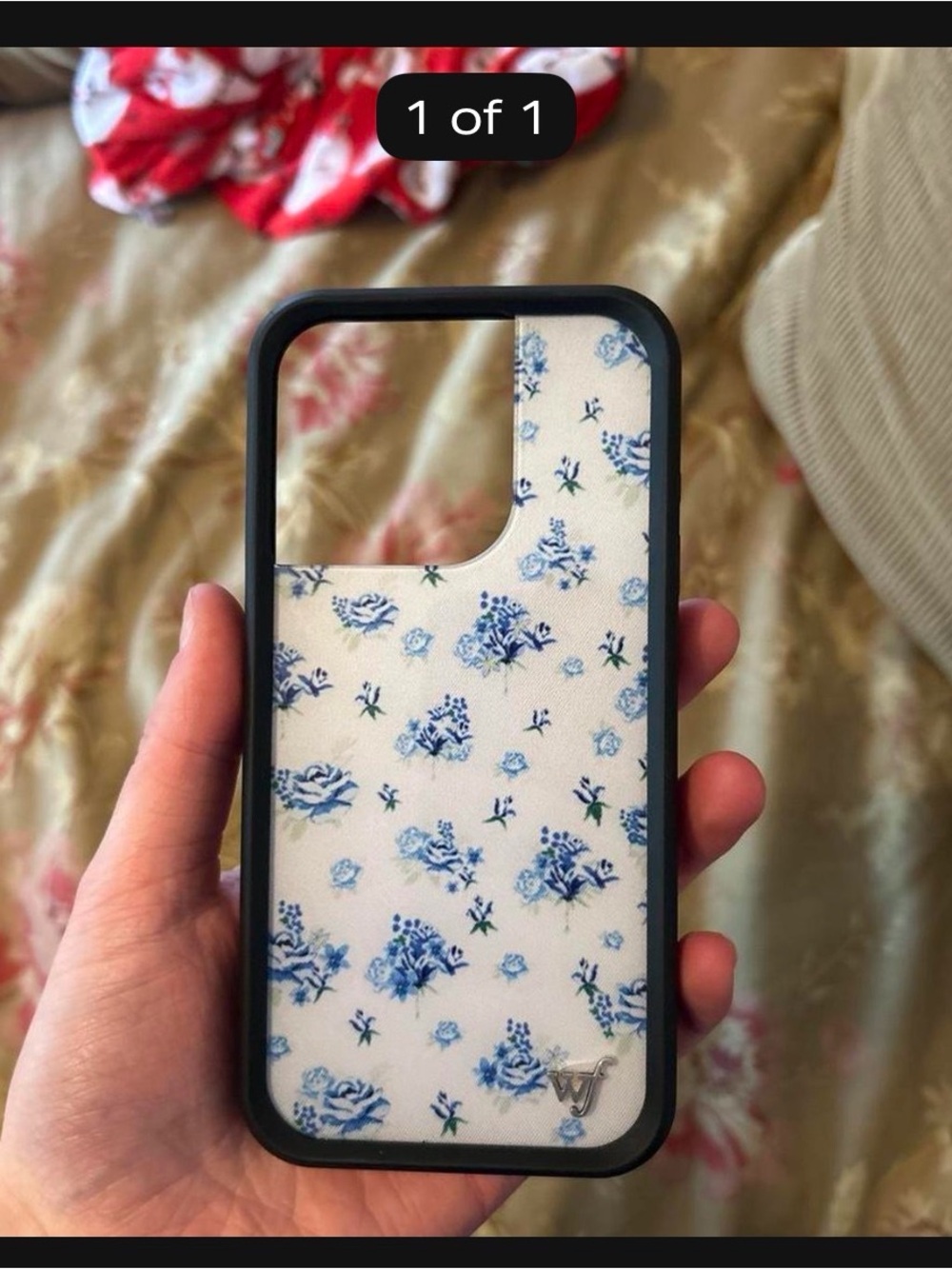 Wildflowers Blue & White Rose Floral Phone Case with Black Bumper